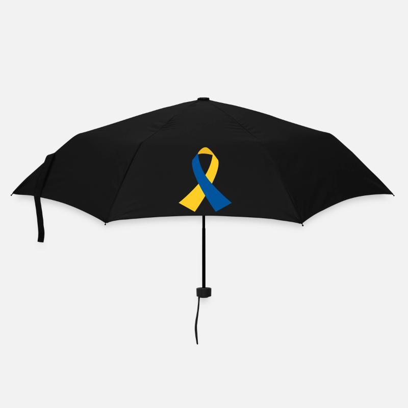 BlauGelb Ribbon Symbol - Regenschirm (klein) - Schwarz