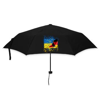 Ukraine Deutsch Freunde Flagge - Regenschirm (klein) - Schwarz - Vorne