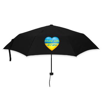 Stand with Ukraine Herz gelb blaue Flagge Ukraine - Regenschirm (klein) - Schwarz - Vorne
