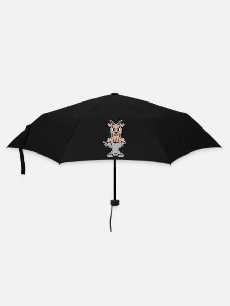 Bock auf Metal - Ziege Ziegenbock - Regenschirm (klein) - Schwarz