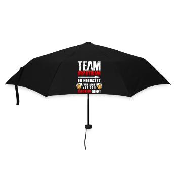 Team Bräutigam T-Shirt JGA Männer Wir Saufen - Regenschirm (klein) - Schwarz - Vorne