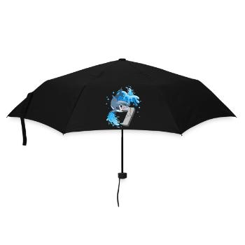 7th Birthday Sharks Thematic Party Seven Years - Umbrella (small) - black - Front