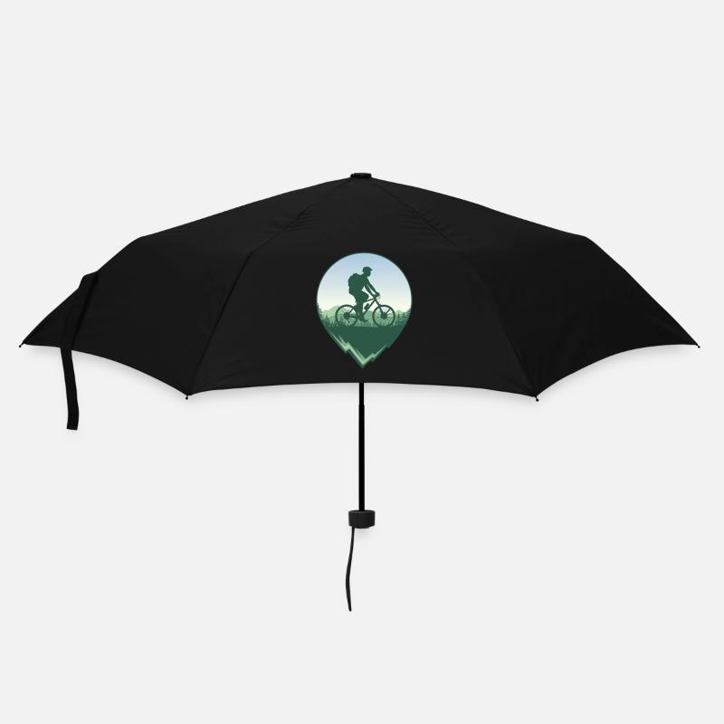 Mountainbiker vor Wald und Bergen - Regenschirm (klein) - Schwarz
