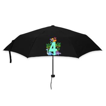 Dinosaure 4 ans fête d’anniversaire - Parapluie standard - noir - Devant