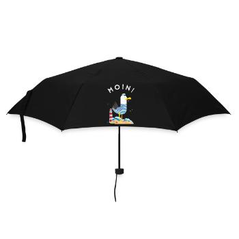 Moin Möwe Kapitän Norddeutschland Plattdeutsch - Regenschirm (klein) - Schwarz - Vorne