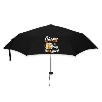 Cheers and Beers to 61 Years 61 Birthday - Umbrella (small) - black - Front