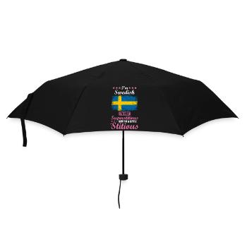 Schwedin Geschenk lustiger Spruch Schweden - Regenschirm (klein) - Schwarz - Vorne