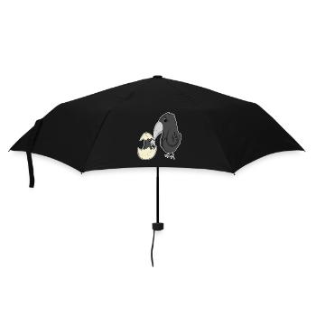 Krähe mit Baby Krähe - Regenschirm (klein) - Schwarz - Vorne