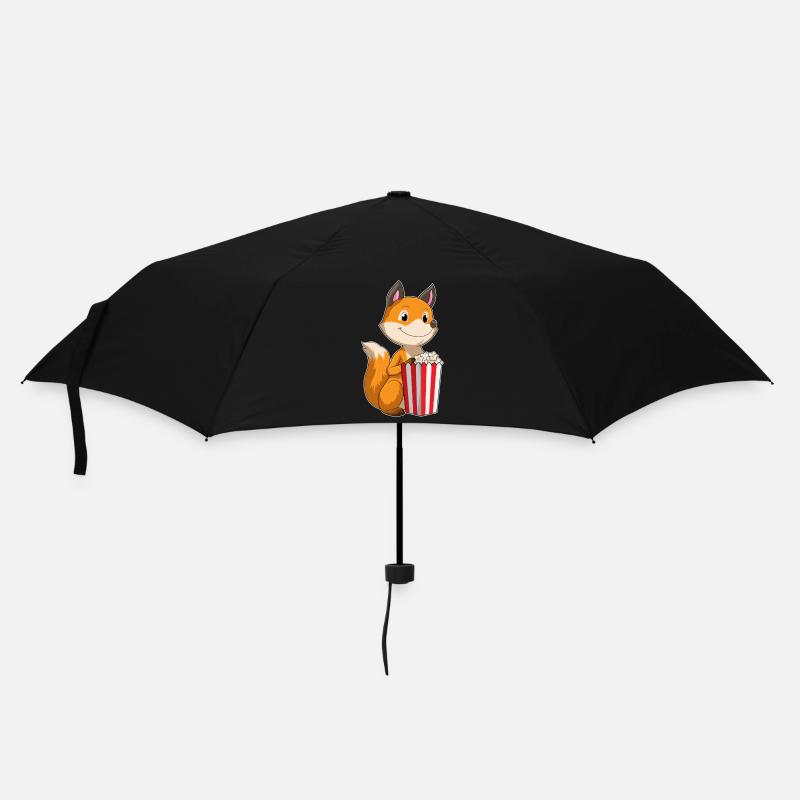 Fuchs mit Popcorn - Regenschirm (klein) - Schwarz