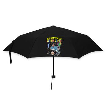 Achtung Ich Bin Schon 1 MeeresGeburtstag Delfin - Regenschirm (klein) - Schwarz - Vorne
