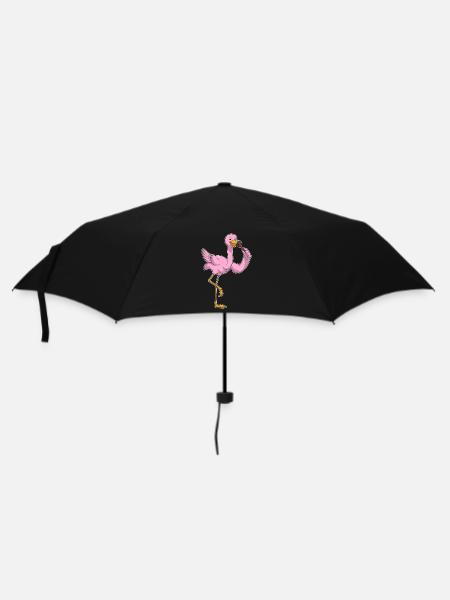 Flamingo Lippenstift - Regenschirm (klein) - Schwarz