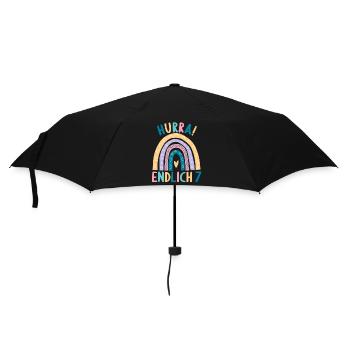 7 Jahre Rainbow Regenbogen 7. Geburtstag - Regenschirm (klein) - Schwarz - Vorne