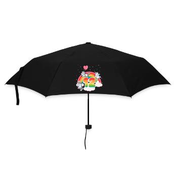 12. Geburtstag Regenbogen Einhorn Thema - Regenschirm (klein) - Schwarz - Vorne