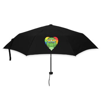 LGBT Animal Crocodiles Rainbow Heart - Umbrella (small) - black - Front