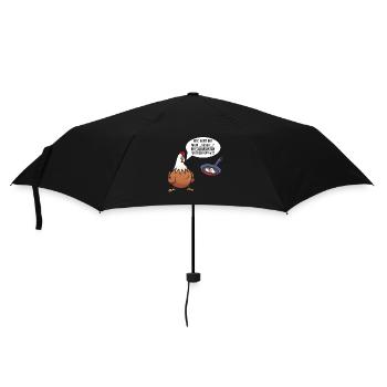 Hühner Sprüche Lustiges Huhn Motiv - Regenschirm (klein) - Schwarz - Vorne