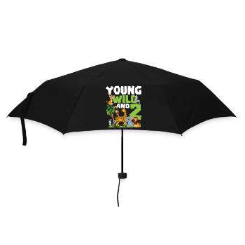 Young Wild And 2 | Safari animal-themed birthday - Umbrella (small) - black - Front