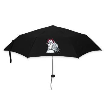 Cheval blanc avec chevaux bandana - Parapluie standard - noir - Devant