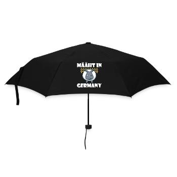 Mäht in Germany lustiger Rasenmäher und Schaf Spru - Regenschirm (klein) - Schwarz - Vorne