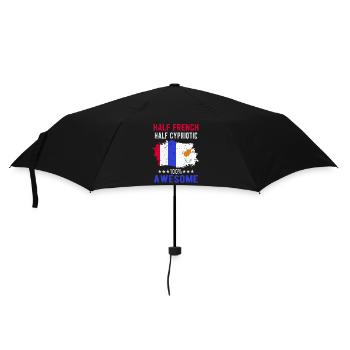 Halb Franzose Halb Zyprer - Regenschirm (klein) - Schwarz - Vorne