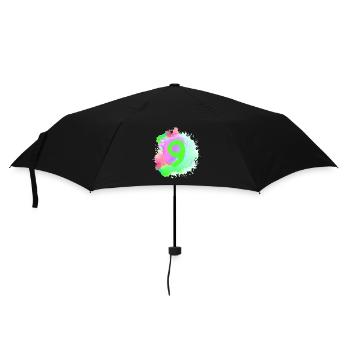 9 Zahl Klecks - Regenschirm (klein) - Schwarz - Vorne