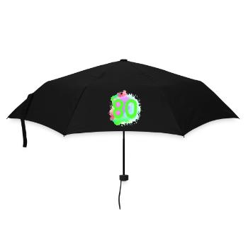 80 Zahl Klecks - Regenschirm (klein) - Schwarz - Vorne
