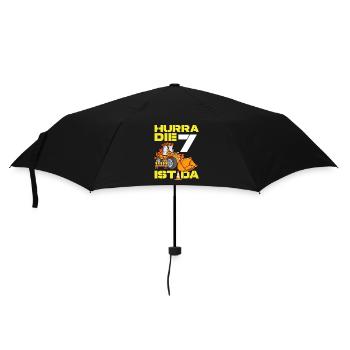 Excavator 7th Birthday Excavator Driver Boy Gift - Umbrella (small) - black - Front