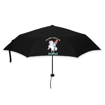 Ich reite jetzt zur Schule Einschulung Einhorn - Regenschirm (klein) - Schwarz - Vorne