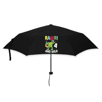 Dinosaure 4 ans fête d’anniversaire - Parapluie standard - noir - Devant