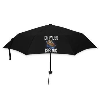 Ich Muss Gar Nix Faultier - Regenschirm (klein) - Schwarz - Vorne