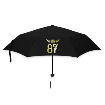 87 Zahl Krone - Regenschirm (klein) - Schwarz - Vorne