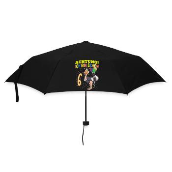 Achtung Ich Bin Schon 6 Tier Geburtstag Strauß - Regenschirm (klein) - Schwarz - Vorne