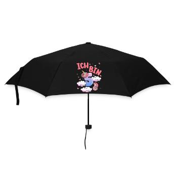Ich Bin 5 Jahre Alt | Einhorn-thema | 5. - Regenschirm (klein) - Schwarz - Vorne
