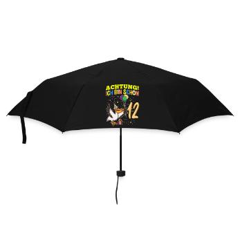 Achtung Ich Bin Schon 12 Tier Geburtstag Pelikan - Regenschirm (klein) - Schwarz - Vorne