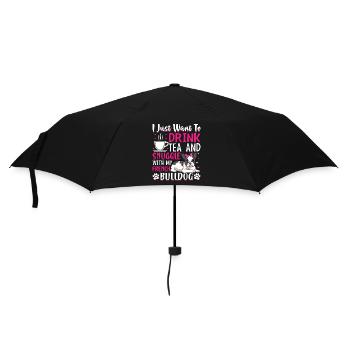 Tee Trinken Und Kuscheln Mit Französischer - Regenschirm (klein) - Schwarz - Vorne