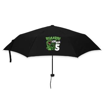 5. Geburtstag Junge 5 Jahre Dino Dinosaurier - Regenschirm (klein) - Schwarz - Vorne
