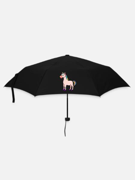 Einhorn Comic Tier - Regenschirm (klein) - Schwarz