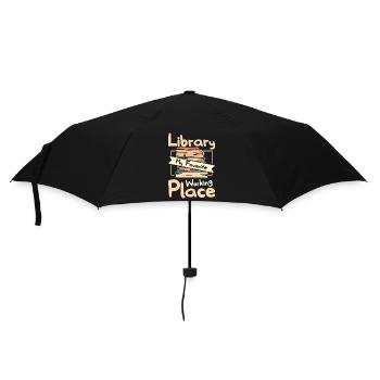 Library my favorite working place - Umbrella (small) - black - Front