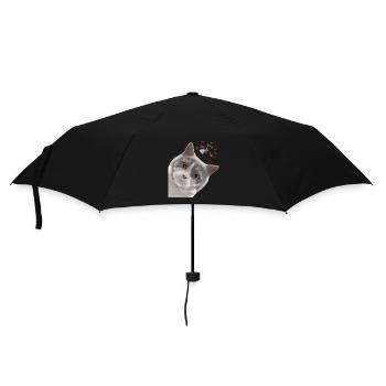 Neugierige Bi-Colour Britisch Kurzhaar Katze - Regenschirm (klein) - Schwarz - Vorne