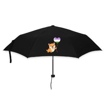Shiba Inu Genderqueer Pride Heart Ballon - Parapluie standard - noir - Devant