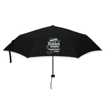wahre Helden werden im september geboren - Regenschirm (klein) - Schwarz - Vorne