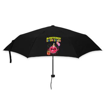 Achtung Ich Bin Schon 2 Geburtstag Granatapfel - Regenschirm (klein) - Schwarz - Vorne