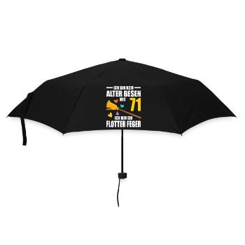 Alter Besen Junger Feger 71 Jahre 71. Geburtstag - Regenschirm (klein) - Schwarz - Vorne