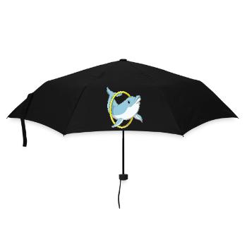 Dolphin with ring - Umbrella (small) - black - Front