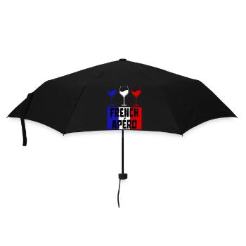 FRENCH APÉRO Vin Français bleu blanc et rouge - Parapluie standard - noir - Devant