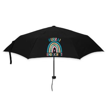 11 Jahre alt Rainbow Regenbogen 11. Geburtstag - Regenschirm (klein) - Schwarz - Vorne