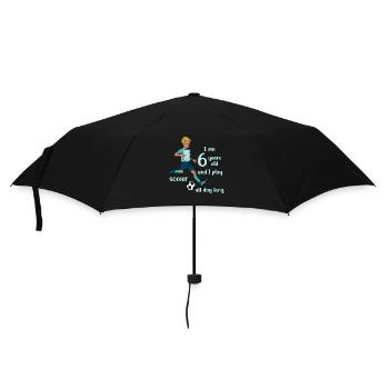 Un garçon tire sur le football - J’ai 6 ans - Parapluie standard - noir - Devant