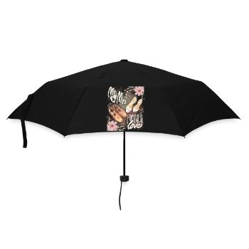 Mr & Mrs Forever-Love, Spruch, Brautschuhe - Regenschirm (klein) - Schwarz - Vorne