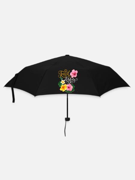 Fleurs tropicales, Tropical Darling, Calligraphie - Parapluie standard - noir