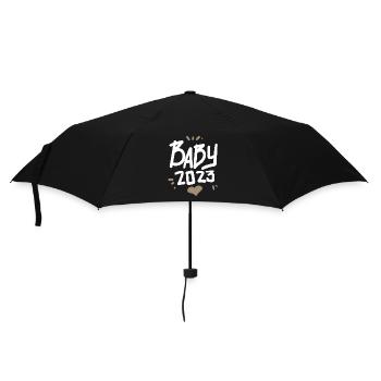 Baby 2023 Herz - Regenschirm (klein) - Schwarz - Vorne