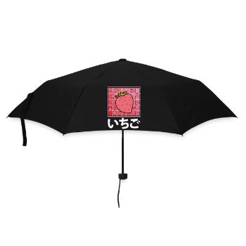 Nette Kawaii Frische Erdbeere - Regenschirm (klein) - Schwarz - Vorne